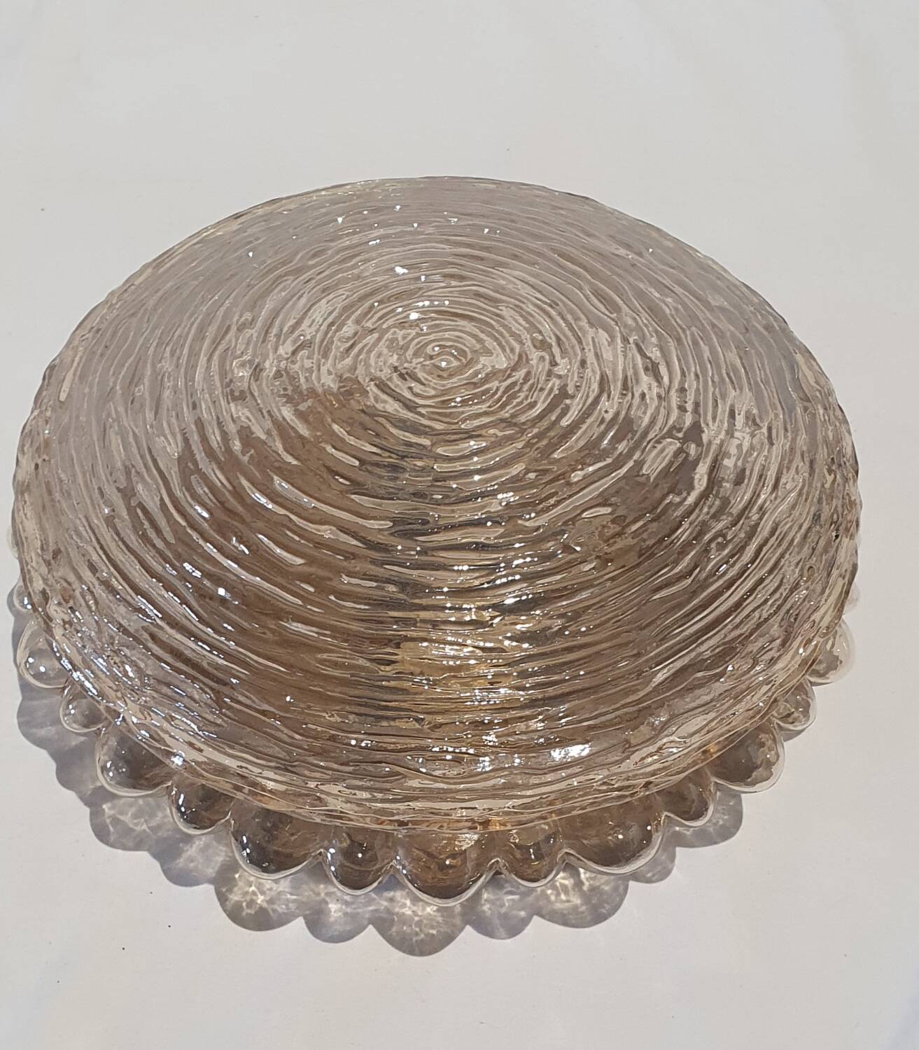Vintage amber Glashutte limburg Helena Tynell glass lamp ø 31 cm