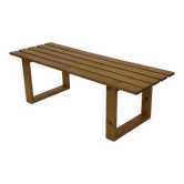 Vintage Scandinavian modern pinewood slatted bench from the 1960's