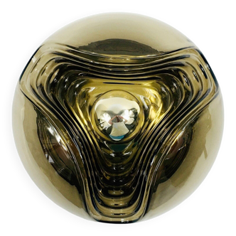 Large Space Age 'Wave' Model Glass Flush Mount by Koch & Lowy for Peill&Putzler, Germany, 1960s/70s