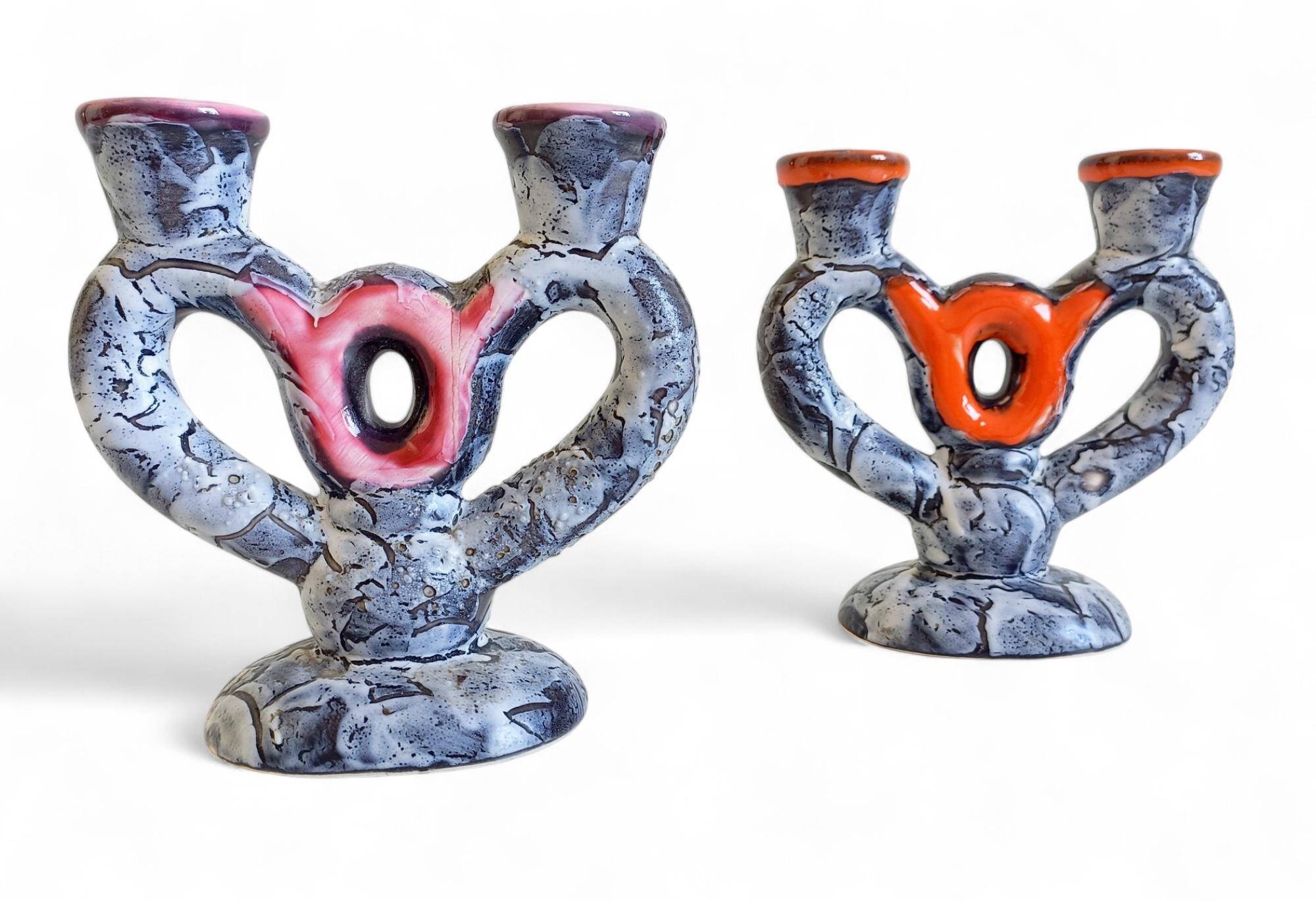 Candelabre en céramique du milieu du siècle par Vallauris, style Gaudí, France, années 1950.