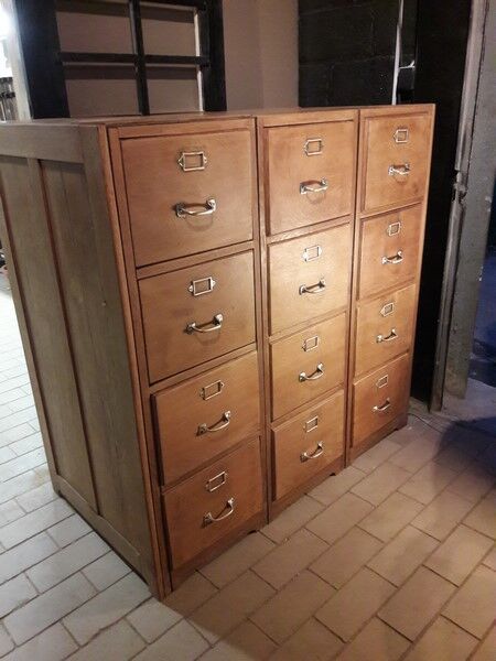 Former furniture of notary in oak 12 drawers 1930