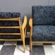 Black velvet-like fabric chairs in beech frame 1960s