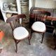 Bistro chair in bent beech and beige mixed fabric.