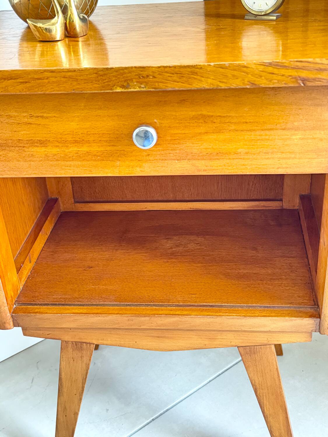 Vintage compass leg bedside table