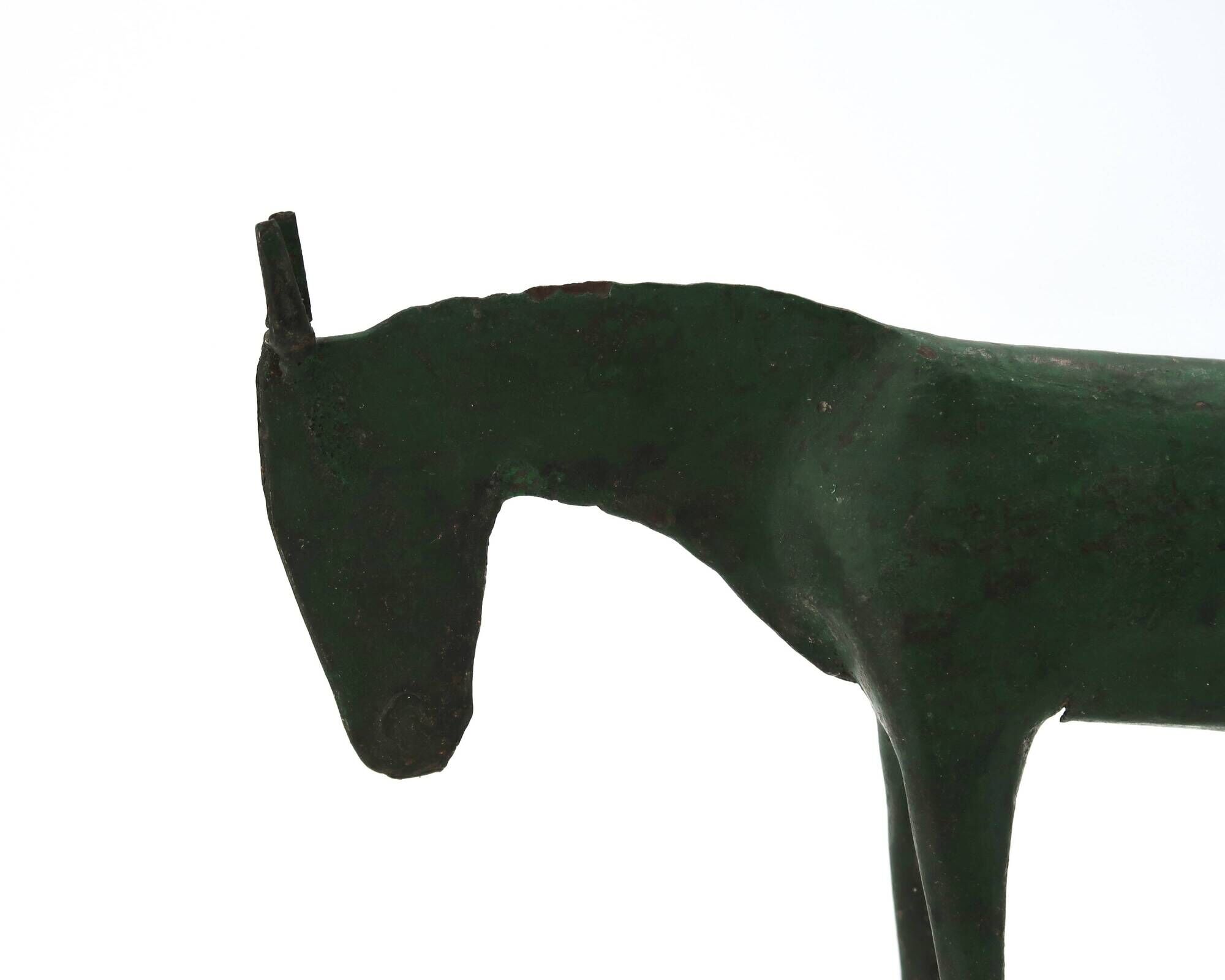 Sculpture of a dark green patinated metal horse, 1980s.