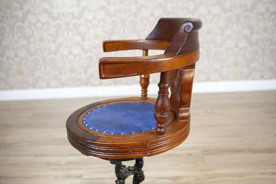 Early-20th Century Wooden Captain Armchair with Soft Seat, 1930s