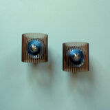 Pair of wall sconces in plexiglass seventies vintage