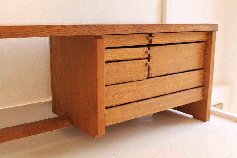 Office hairdresser "R 05" massive Elm designed by Pierre Chapo circa 1965