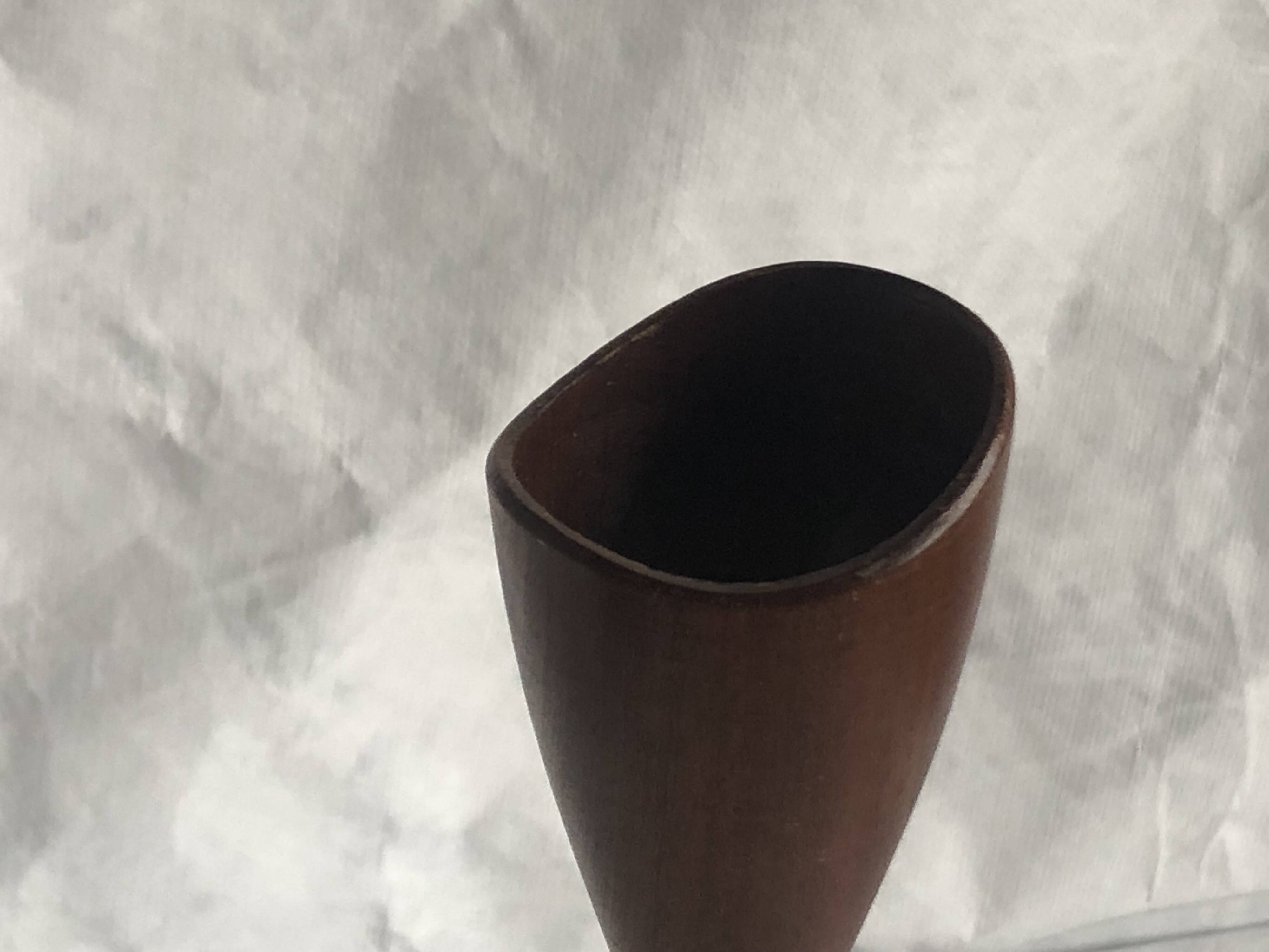 Vintage oiled teak wood candle holder, Scandinavian design