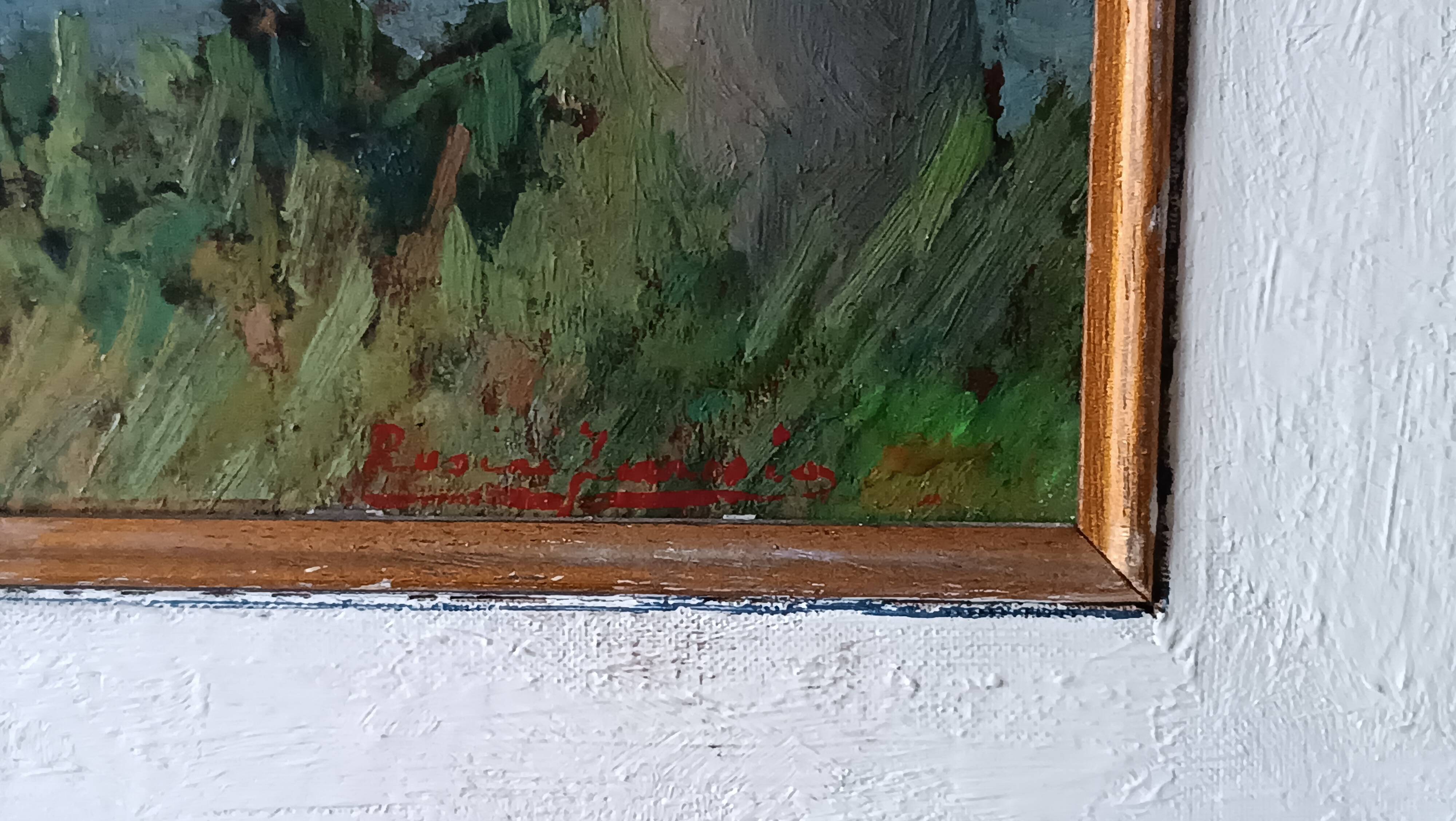 Peinture de paysage Arnaccio Pise années 1950 Ferruccio Rosini (Livourne 1932-2021)