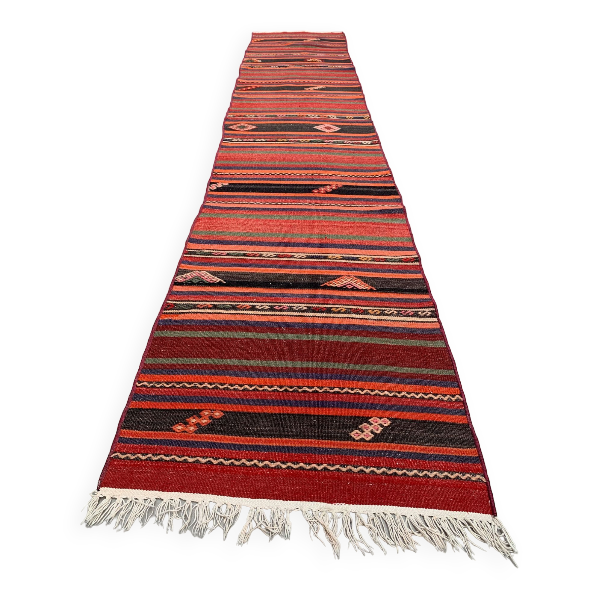 Old Turkish narrow Kilim Runner 312x57 cm shabby chic, vintage kelim