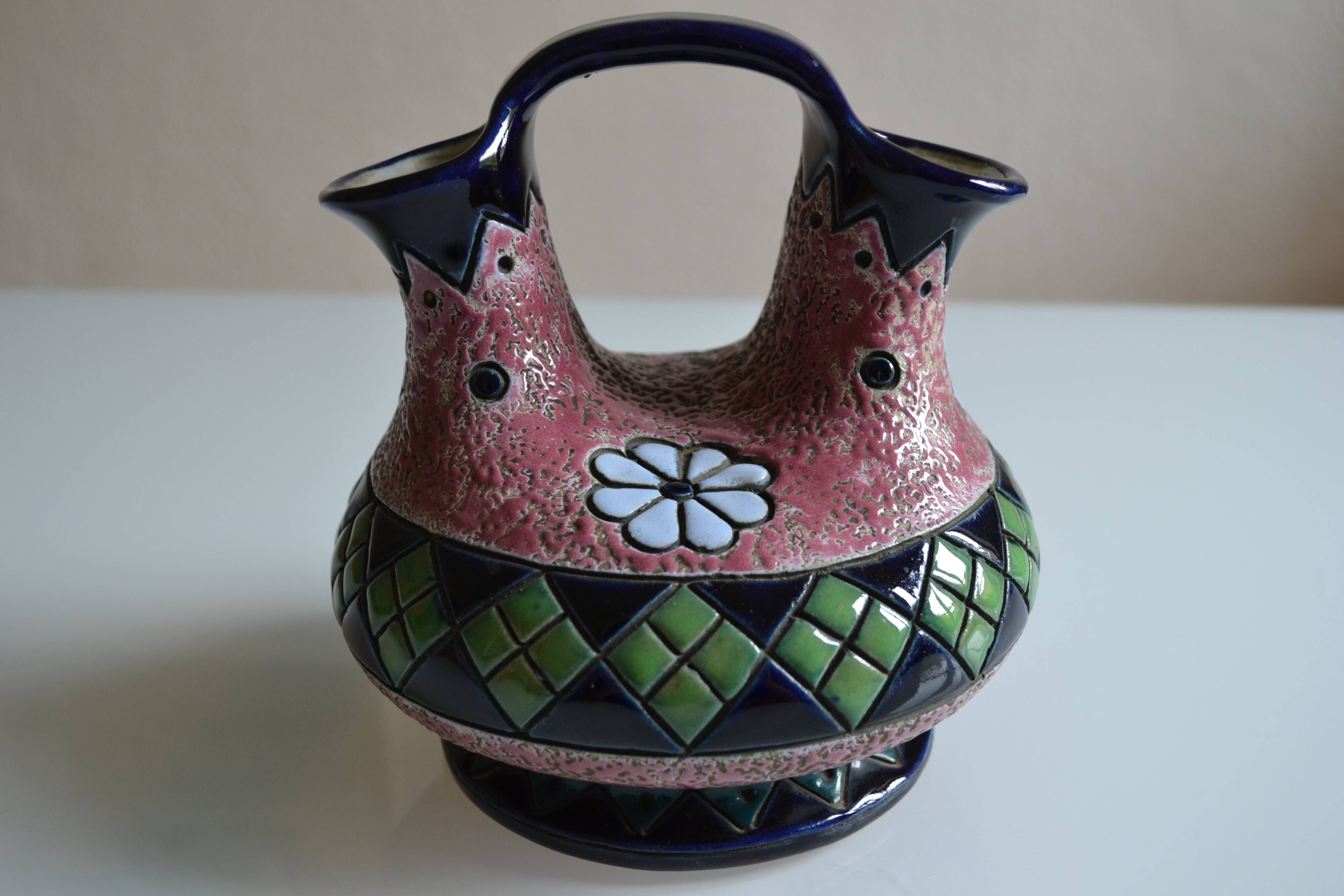 Art deco ceramic tulip vase Amphora Czechoslovakia