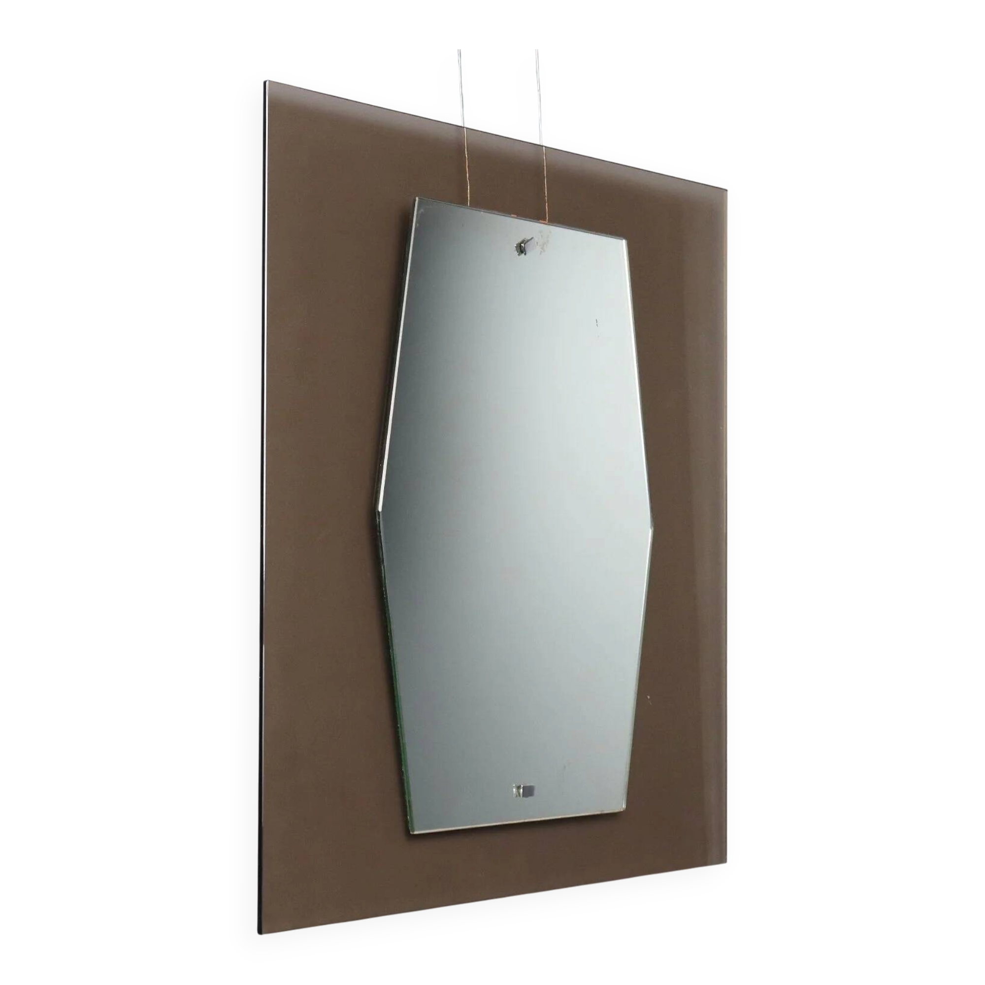 Vintage smoked glass mirror, Italian design, 1960s.