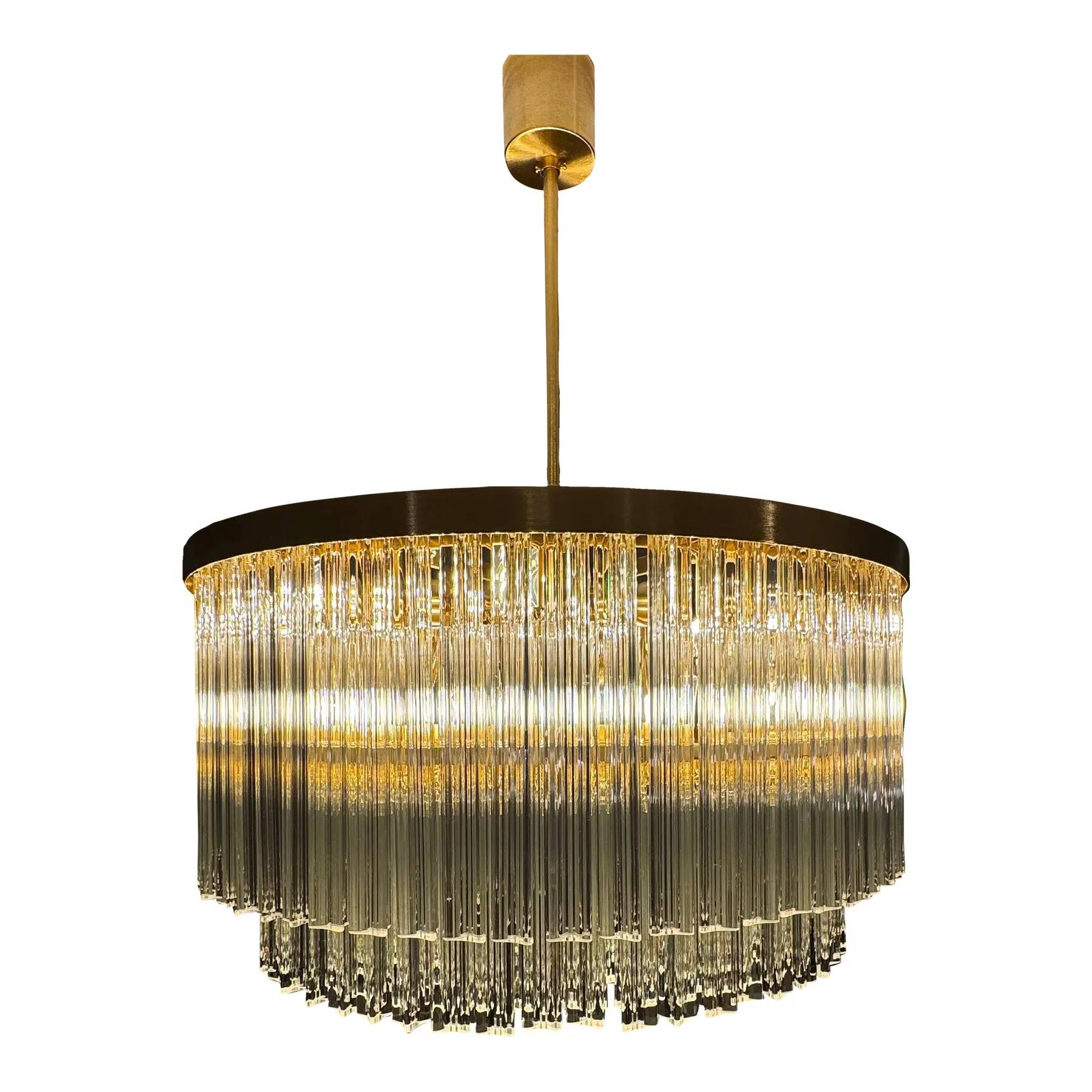 Murano Glass Chandelier with Clear Triedo Glass Italian Pure Art