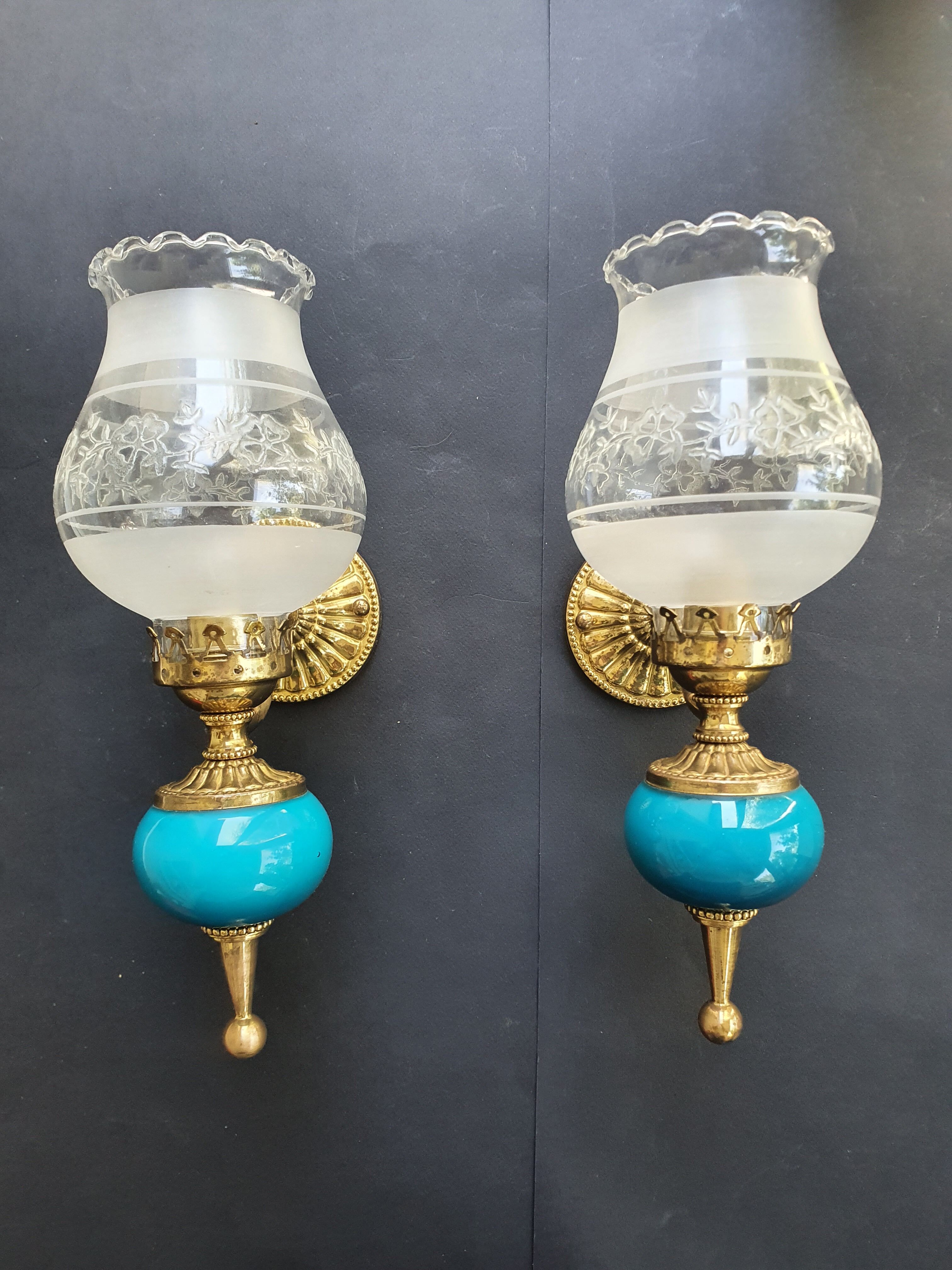 Pair of antique gold wall sconces