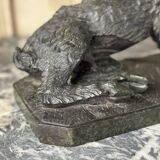 The Porcelino after Pietro Tacca, sculpture in green serpentine marble, Italy 19th century.