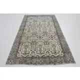 1970s Vintage Turkish Oushak Handmade Wool Cotton Beige Area Rug 154x240
