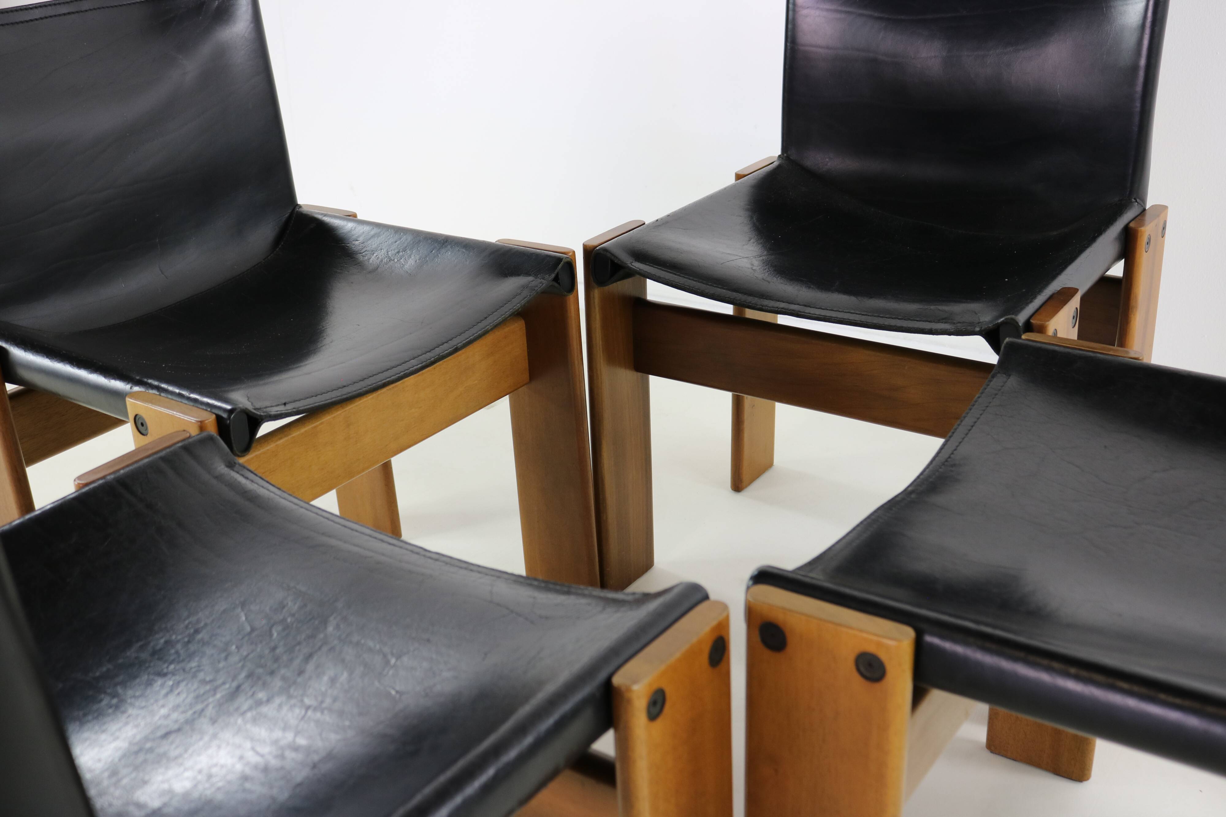 Set of four Italian design dining chairs by Afra & Tobia Scarpa for Molteni