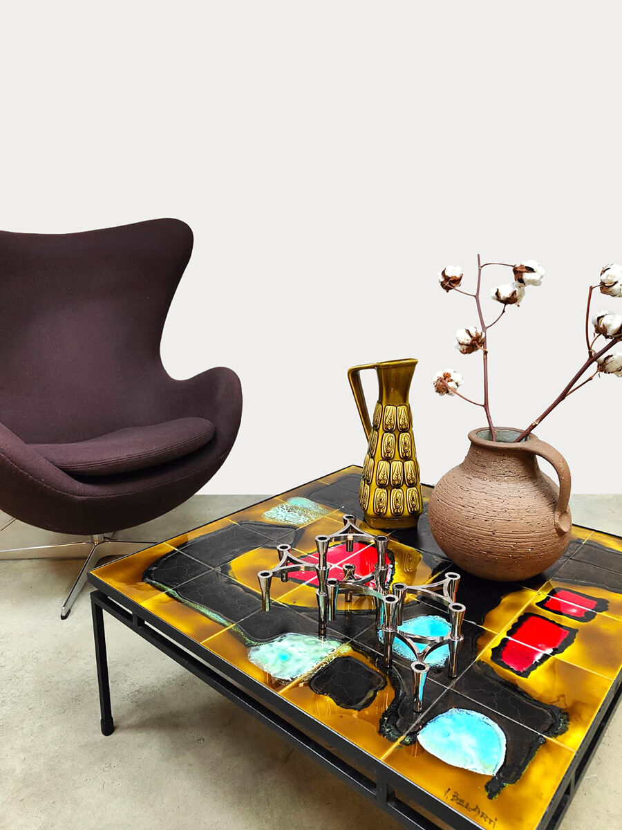 Vintage Belarti ceramic tile coffee table 1960