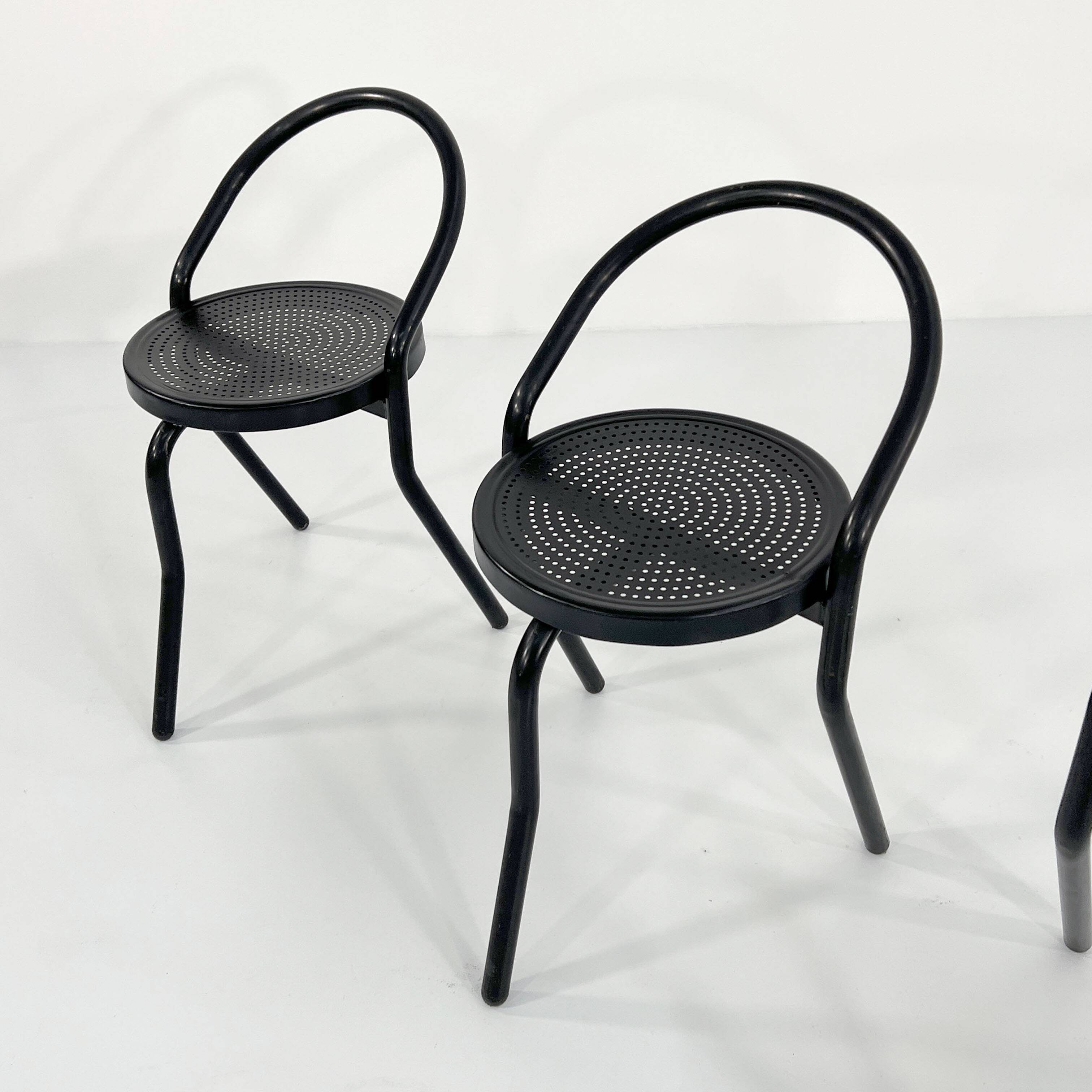 4 chaises en métal postmodernes, 1980