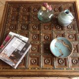 Colonial-style wooden square coffee table