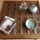 Colonial-style wooden square coffee table