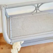Etagère rotin ancienne grise