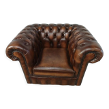 Brown leather chesterfield armchair