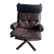 Vintage Scandinavian swivel lounge chair in leather, 1970s