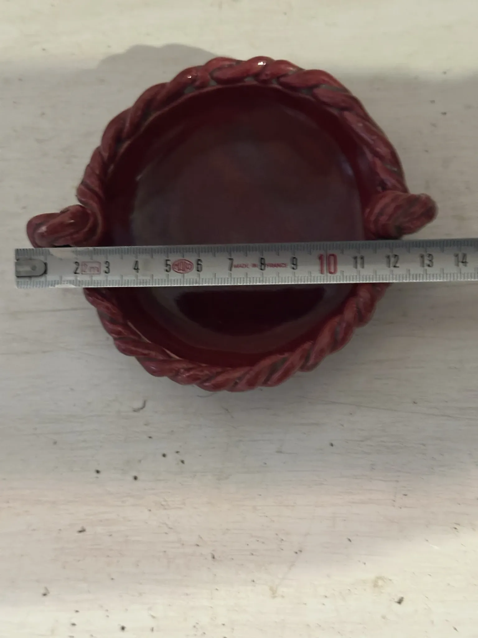 Small red ceramic catchall signed Bily – 1950s