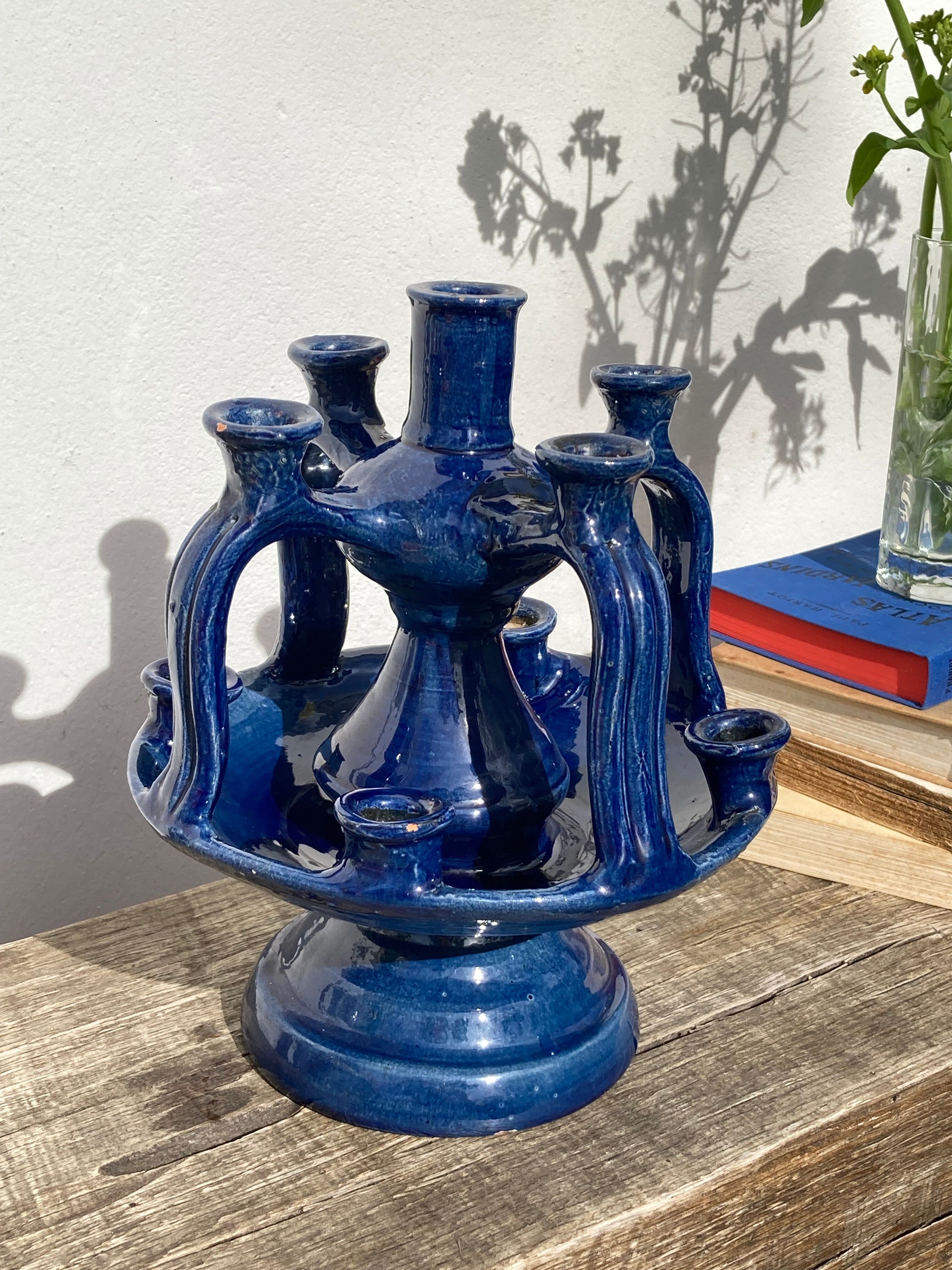 Candlestick in blue Tamegroute