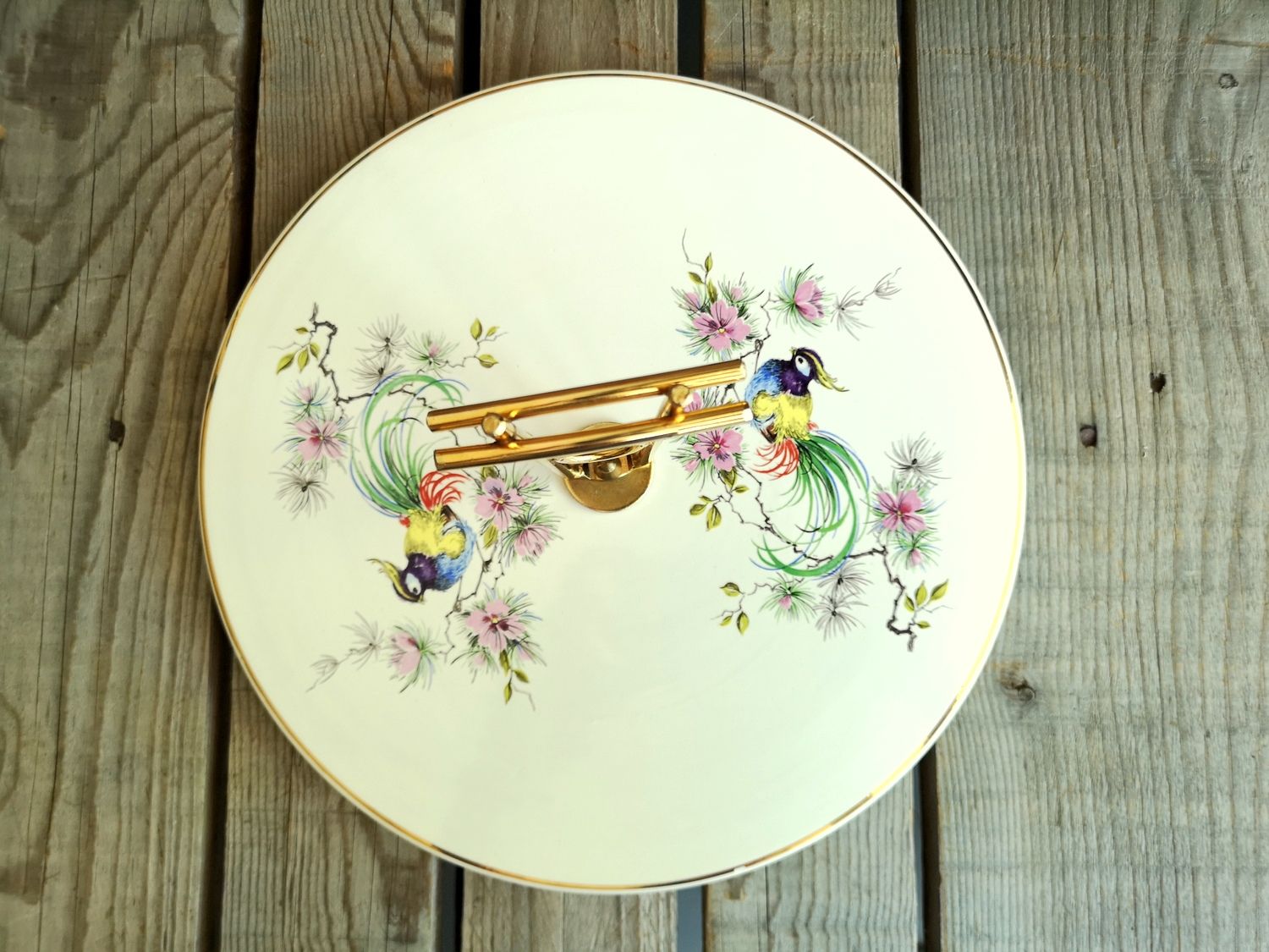 Vintage Cheese Platter in Ceramics Salins Decor Birds of Paradise