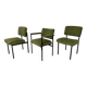 2 chairs and 1 office armchair from the 1950s in green velvet and black metal.