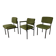 2 chairs and 1 office armchair from the 1950s in green velvet and black metal.
