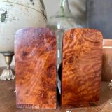 Art Deco bookends in elm burl