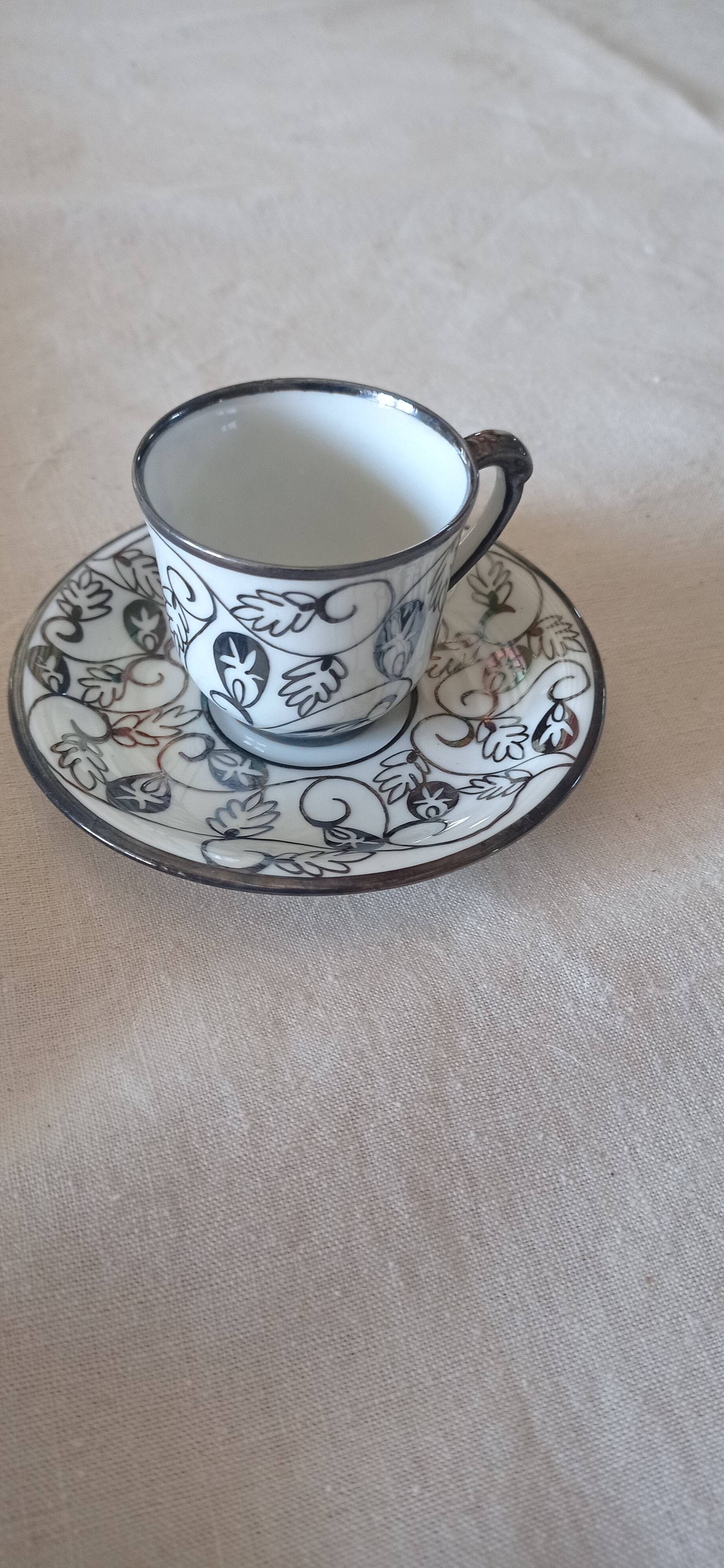 Coffee/tea service, glazed porcelain in Art Deco style, Saint Graal model.