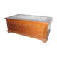 Table basse à plateau en verre biseauté et 3 tiroirs traversants