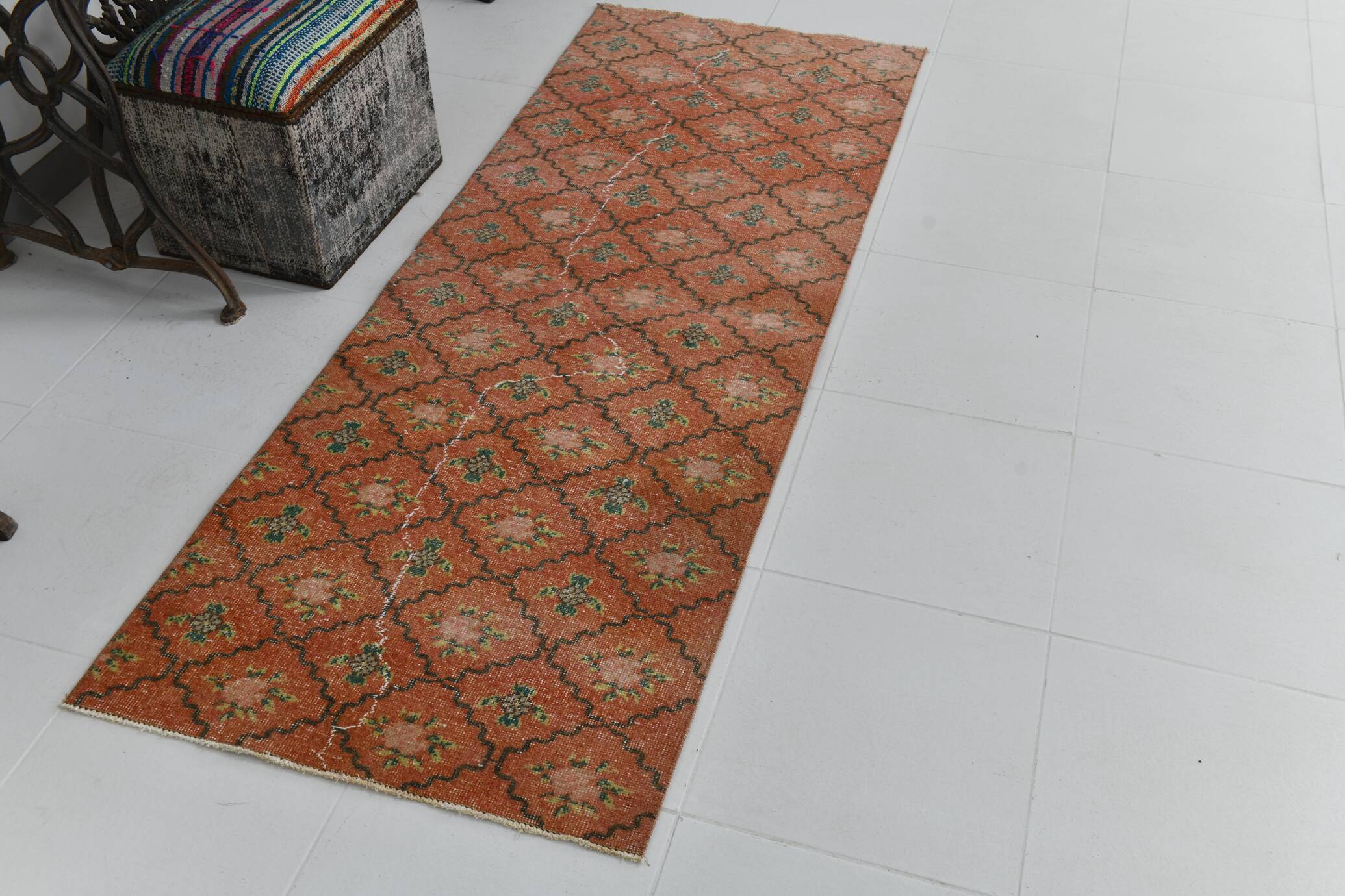 2x7 short vintage runner rug, 78x208cm