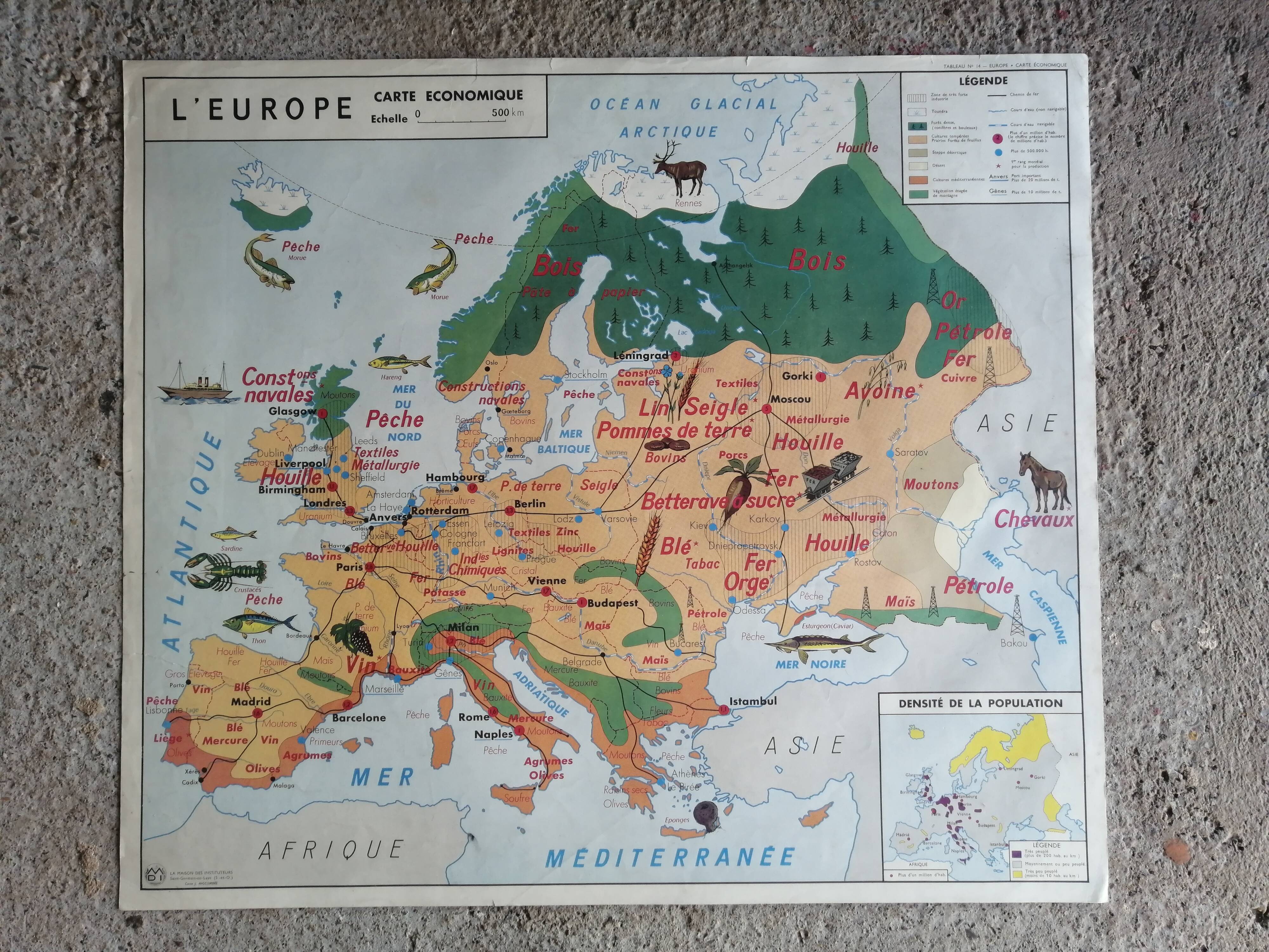 Vintage school map mdi: Africa-Europe economic.