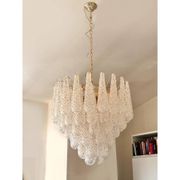 Mid-Century Modern “Conchiglie” Murano Glass Gold Chandelier