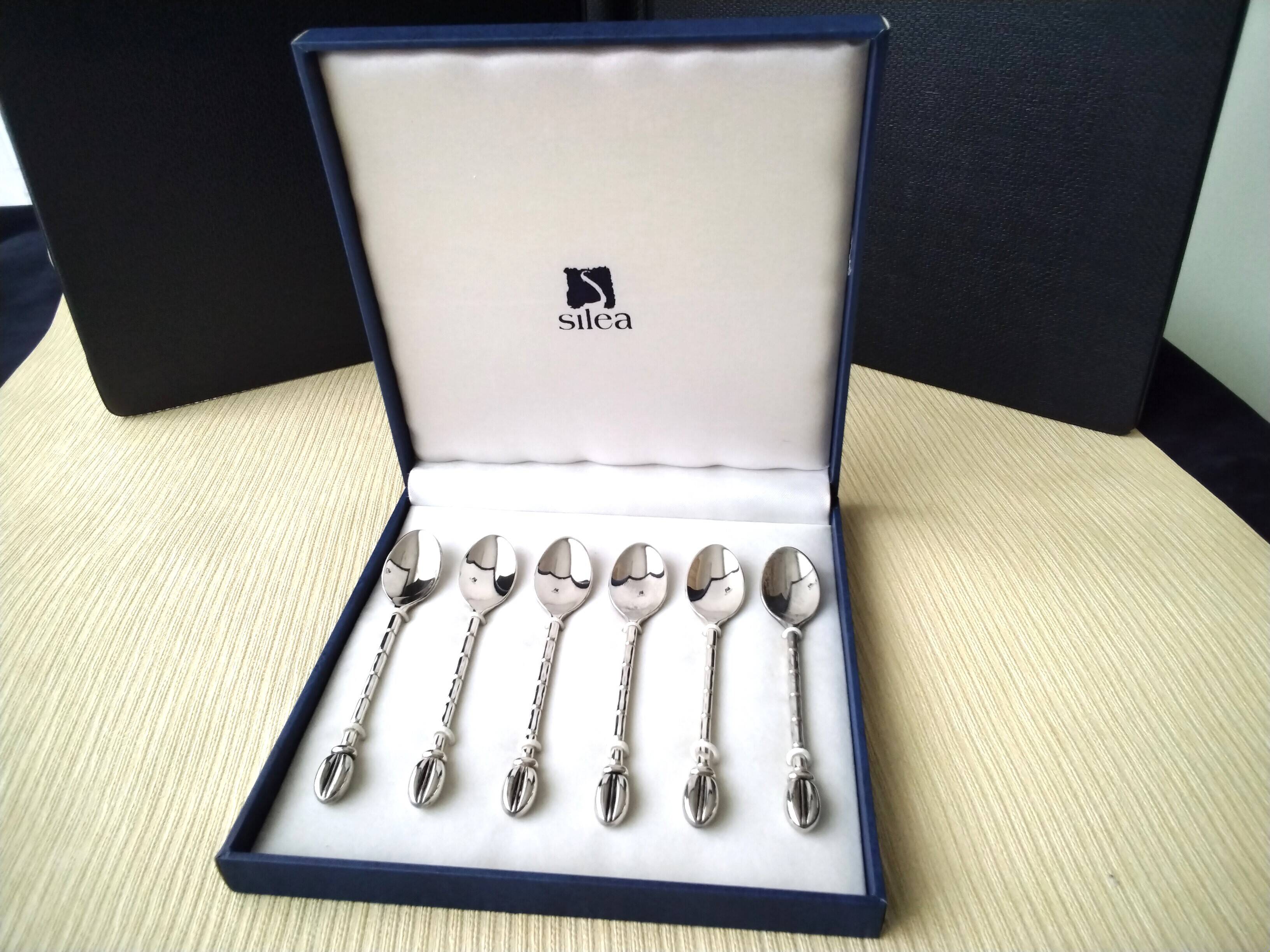 Box of 6 silver-plated mocha spoons Siléa