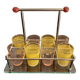 set of six digestive glasses with glass and metal tray