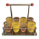 set of six digestive glasses with glass and metal tray