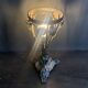 1900 Art Nouveau wrought iron lamp with floral motif