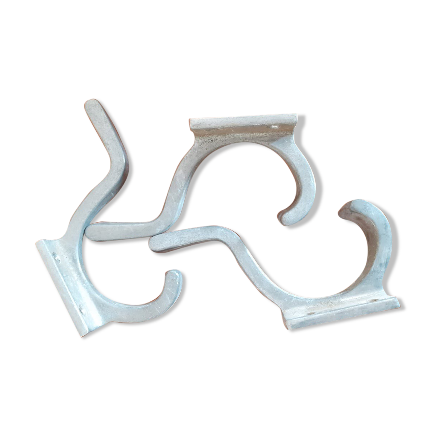 Set of three cast aluminum patères