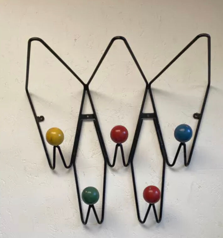 Wall coat rack creation Dupré-Hauser in Montreuil 1958