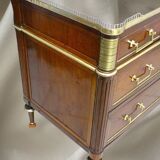 Louis XVI Officer's Chest of Drawers, 19th (19th) Century, Mahogany & Marble