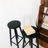 Pair wooden bar stools