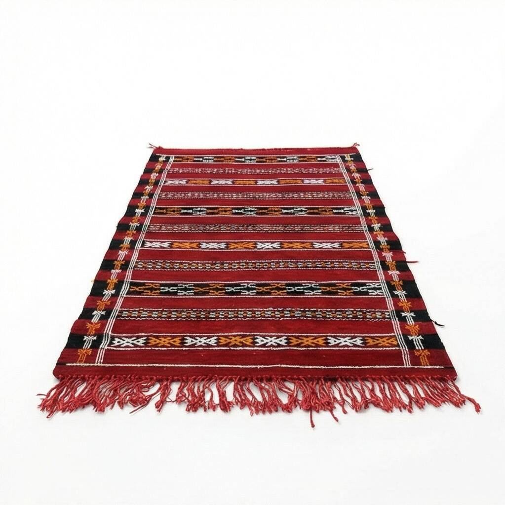 Red ethnic kilim rug, Morocco