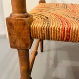 Vintage Art Deco wood and straw corner chair, 1930s